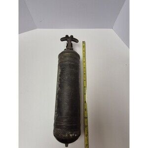 Pyrene Vintage Brass Fire Extinguisher Hand Pump Style Wall Mount EMPTY